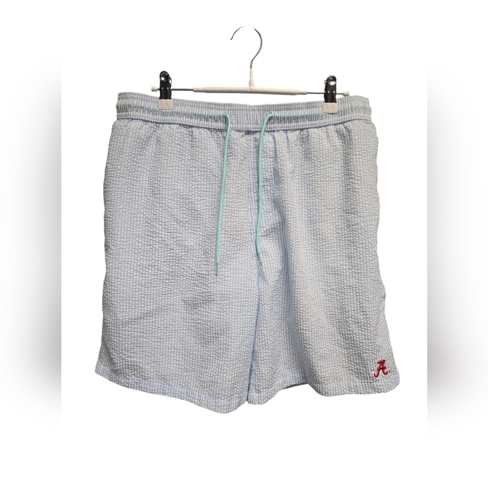 Alabama Crimson Tide Blue Seersucker Swim Shorts Sz. Large
